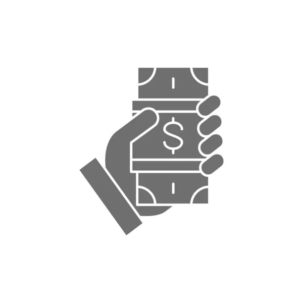 Грошові Банкноти Під Рукою Готівковий Платіж Сірий Значок Заповнення Оплата — стоковий вектор