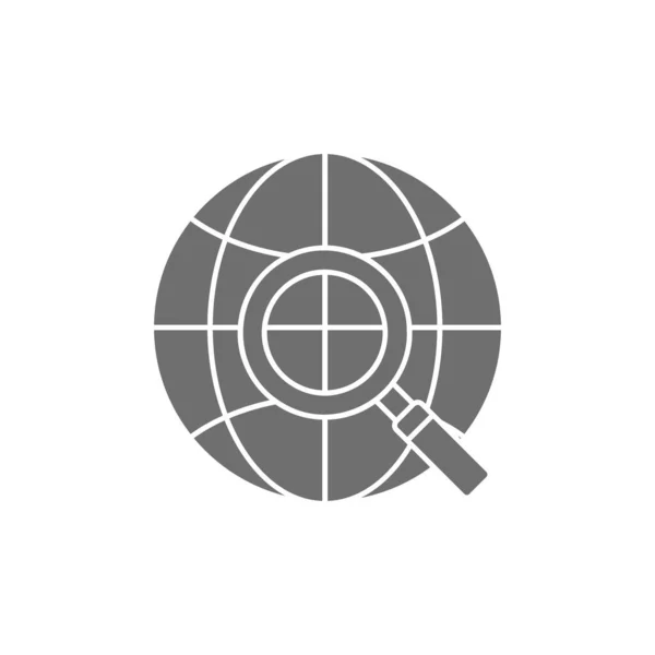 Чарівне Скло Земною Кулею Пошук Світу Земля Іконою Сірого Кольору — стоковий вектор