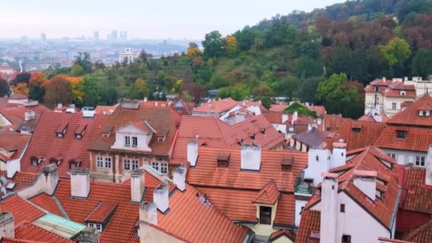 Top Panoramisch Uitzicht Stad Praag Tsjechische Republiek Historische Stad Oude — Stockvideo