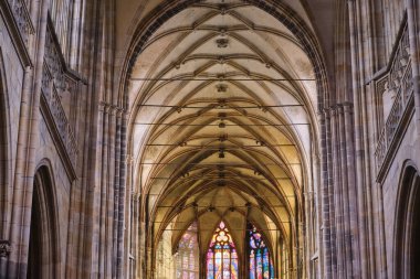 9 OCTOBER, 2022 Prague, Czech Republic. Interior inside Gothic Catholic of St. Vitus Cathedral. High quality photo