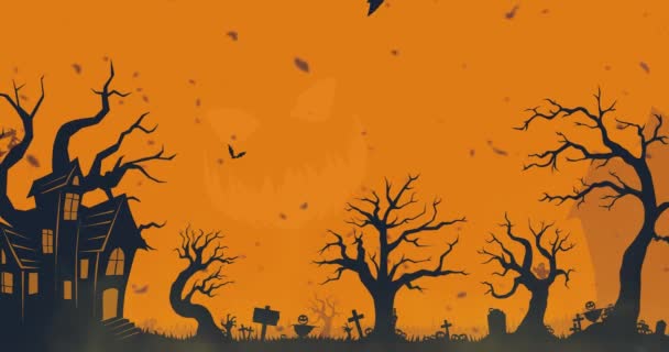 Adegan Halloween Ilustrasi Malam Halloween Video Lingkaran Untuk Halloween Siang — Stok Video