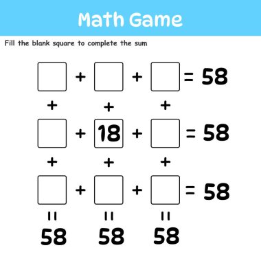 Mantıksal matematik oyunu. Çocuklar için eğitim oyunu. Çocukların oynayıp öğrenmesi için eğlenceli aktiviteler.