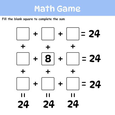 Mantıksal matematik oyunu. Çocuklar için eğitim oyunu. Çocukların oynayıp öğrenmesi için eğlenceli aktiviteler.