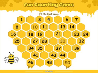 Mantıksal matematik oyunu. Arı kovanının doğru sayısını doldur. Çocukların oynayıp öğrenmesi için eğlenceli aktiviteler.