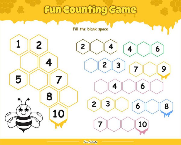 Веселая игра в подсчет. Заполните правильный номер десять. Веселые занятия для детей, чтобы играть и учиться.