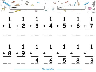 Bir numaranın eğlenceli matematik oyunu özeti. Çocukların oynaması ve öğrenmesi için eğlenceli aktiviteler.