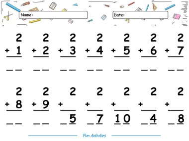 İki numaranın eğlenceli matematik oyunu özeti. Çocukların oynaması ve öğrenmesi için eğlenceli aktiviteler.