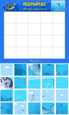 Deniz gergedanı meydanını kes ve oyna. Kullanıma hazır, düzenlemesi kolay, yazdırmaya hazır, yönlendirmeye hazır. Eğlenceli çocuk aktiviteleri, çocuklar için eğlenceli bulmaca oyunu. hayvan bulmaca oyunu