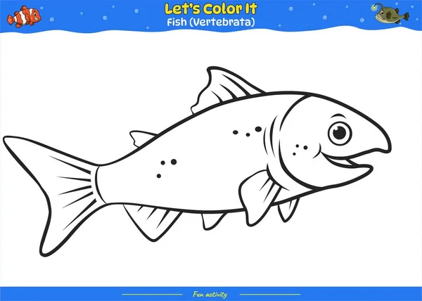 Hadi boyayalım. Sevimli çizgi filmlerle boyama sayfası. Boyama sayfası balığı. Çocuklar için eğitici bir oyun. Çocukların oynaması ve öğrenmesi için eğlenceli aktiviteler.