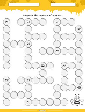 Alphabet Maze pages and learning the Number 21 to 40. Educational game for children. fun activities for children to play and learn. fun activities for children to play and learn.