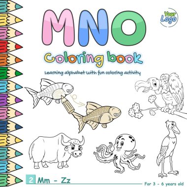 Coloring book cover square resolution. simple design for coloring book. Attractive children's educational book covers