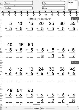 Çocukların oynayıp öğrenmesi için 5, 6, 5 ve 6. eğlenceli matematik bölümü..
