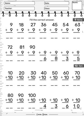 9. ve 10. ya da 9. bölümlerin eğlenceli matematik oyunu. Çocukların oynaması ve öğrenmesi için eğlenceli aktiviteler..