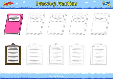 Çizim pratiği. Sevimli çizgi filmlerle boyama sayfası. Boyama sayfası. Çocuklar için eğitici bir oyun. Çocukların oynaması ve öğrenmesi için eğlenceli aktiviteler.