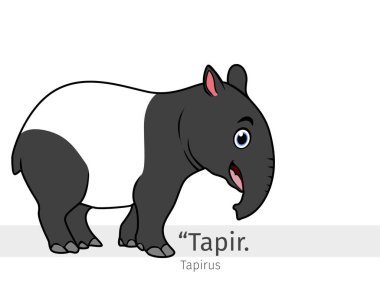 Tapir Cartoon illustration. wildlife animal isolated. Animal cartoon collection. Tapir Cartoon character clipart