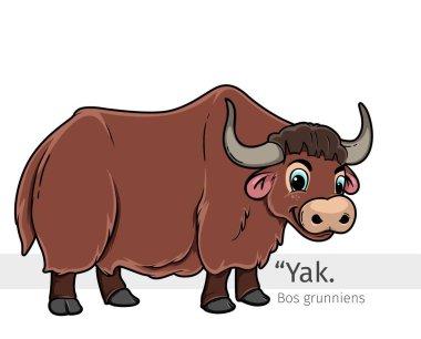 Yak Cartoon illustration. wildlife animal isolated. Animal cartoon collection. Yak  Cartoon character clipart