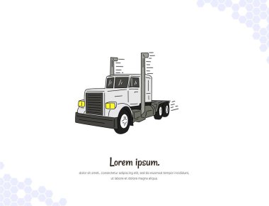 Büyük Kamyon, duvar dekorasyonu için basit düz vektör sanatı. Vektör illüstrasyonu basit görüntü. Ulaşım çizgi film çizimleri koleksiyonu. Oda dekorasyonu, etkinlikler vs. için