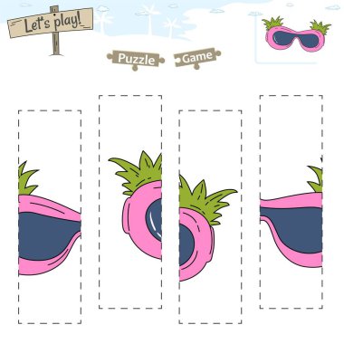 Lets play puzzle game with beach or ocean theme. Educational game for children. Fun activities for kids to play and learn. clipart