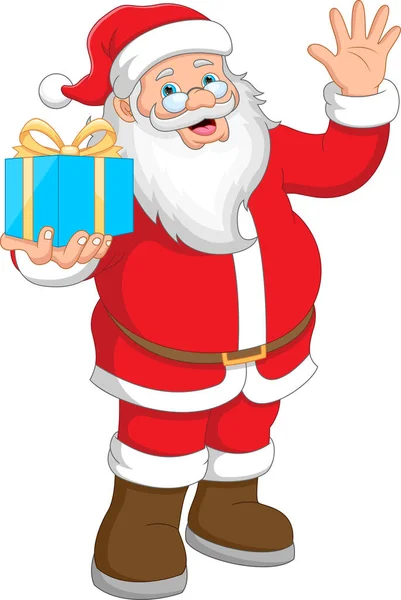 stock vector Santa Claus holding gift