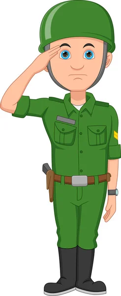 Soldat Junge Karikatur Auf Weißem Hintergrund — Stockvektor