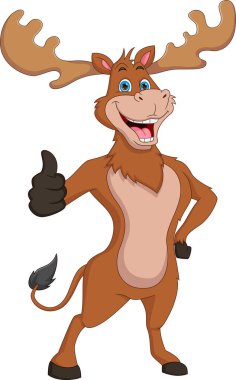 cartoon cute moose thumbs up clipart