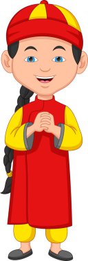 Mutlu Çinli çocuk çizgi filmi