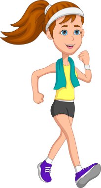 cute girl running on white background