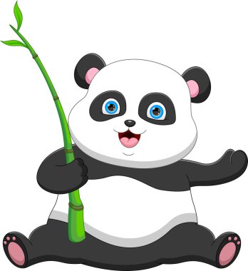 Bambu tutan sevimli panda.
