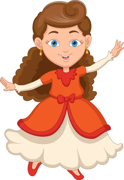 Happy Little Girl Beautiful Dress — Stock Vector