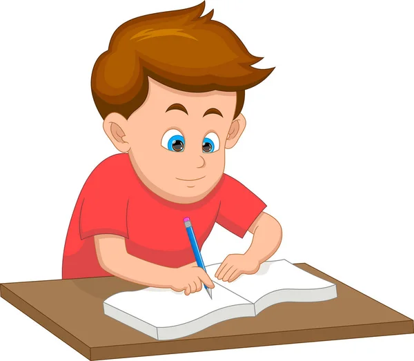 Μικρό Αγόρι Που Διαβάζει Στο Τραπέζι — Διανυσματικό Αρχείο