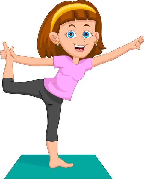Jong Meisje Doen Yoga Oefeningen — Stockvector