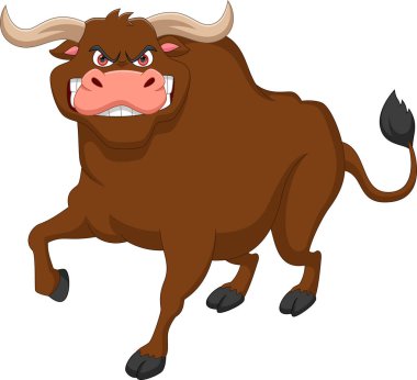 Beyaz arka planda tatlı bufalo karikatürü