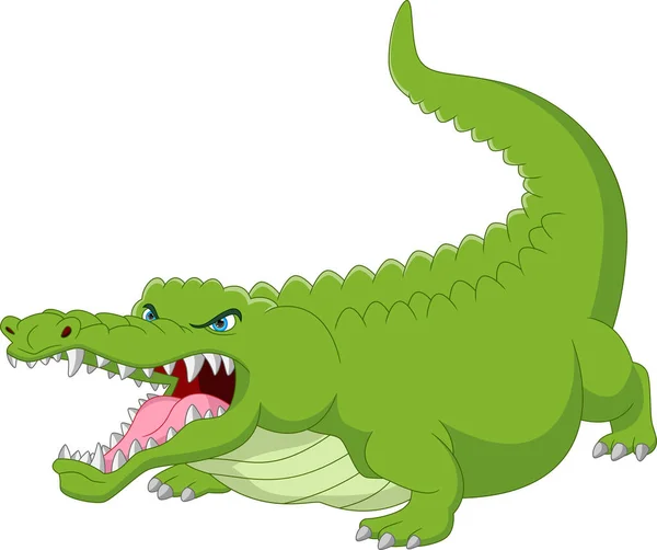 Милый Крокодил Мультфильм Белом Фоне — стоковый вектор