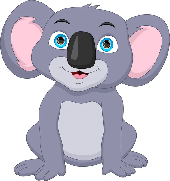 Cartoon Cute Baby Koala White Background — Stock Vector