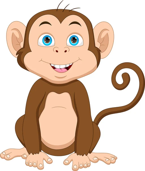 Χαριτωμένο Μωρό Μαϊμού Κινουμένων Σχεδίων Λευκό Φόντο — Διανυσματικό Αρχείο