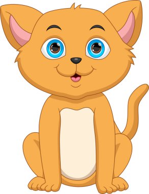 Beyaz arka planda sevimli kedi çizgi filmi