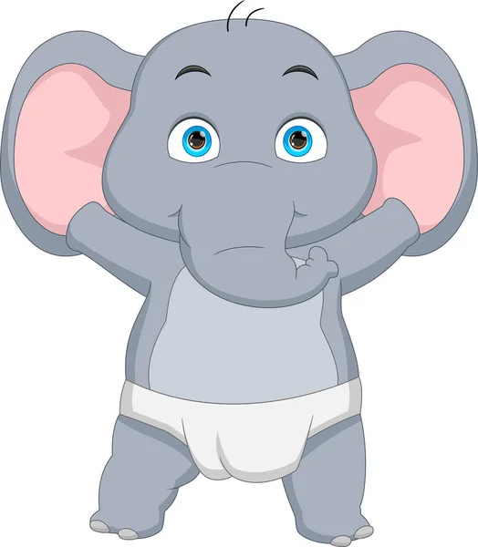 Desenhos Animados Bebê Elefante Fundo Branco — Vetor de Stock