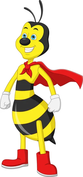 Cute Bee Superhero Costoon - Stok Vektor
