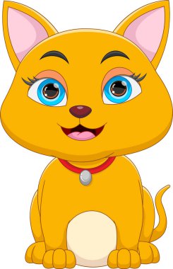 Beyaz arka planda sevimli kedi çizgi filmi