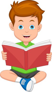 Sevimli küçük çocuk bir kitap okuyor