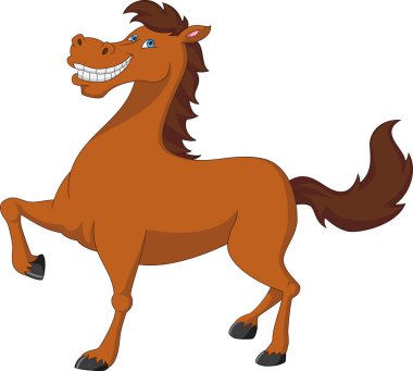 beyaz arka planda şirin at çizgi filmi