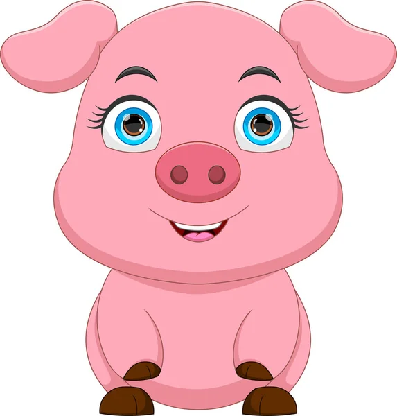 Cute Pig Cartoon White Background — Stock Vector