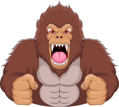 Beyaz arkaplanda kızgın goril karikatürü