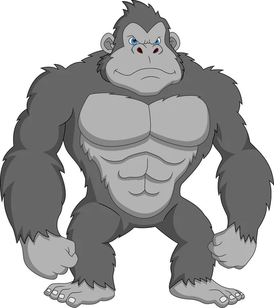 Cartoon Gorilla Witte Achtergrond — Stockvector