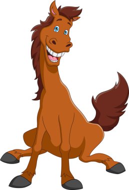 beyaz arka planda şirin at çizgi filmi