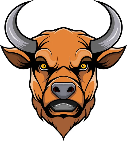 Mascota Cabeza Búfalo Sobre Fondo Blanco — Vector de stock