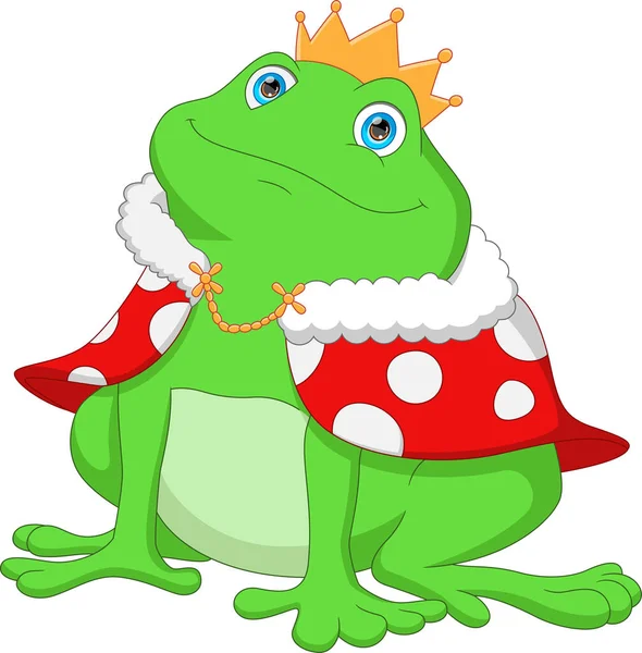 卡通人物可爱的青蛙 头戴金冠 — 图库矢量图片