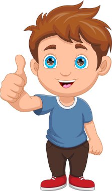 Yakışıklı çocuk beyaz arka planda karikatür çizdi