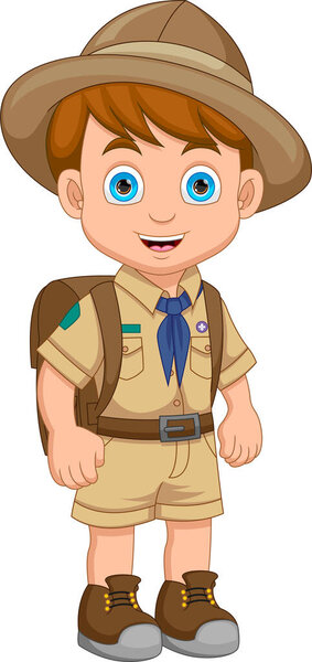 cute boy scout cartoon on white background