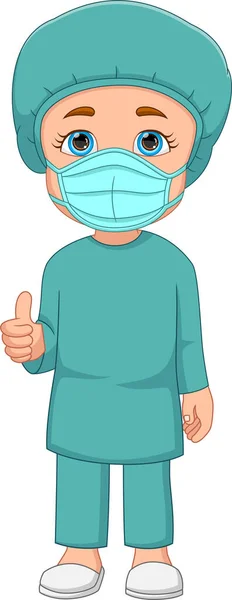 手術マスク漫画を着用している女性看護師 — ストックベクタ